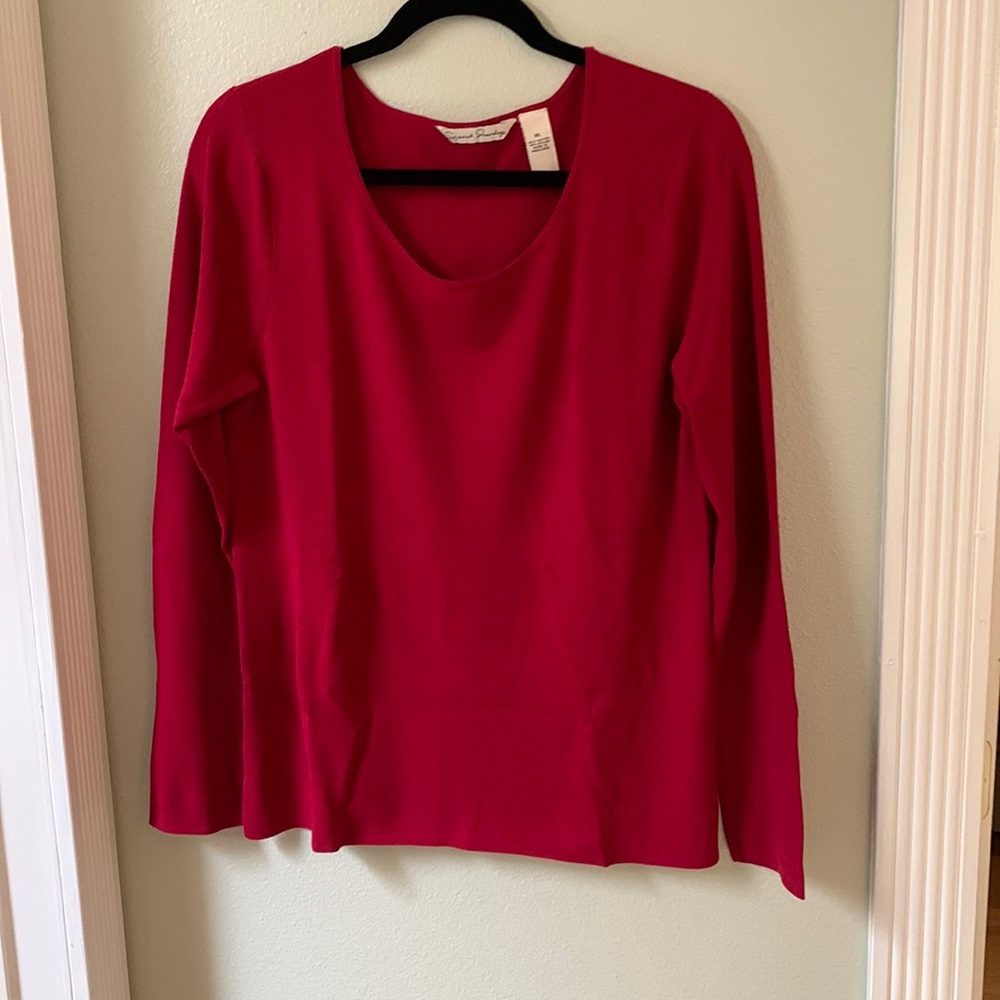 French laundry, rosy red colored knit top XL